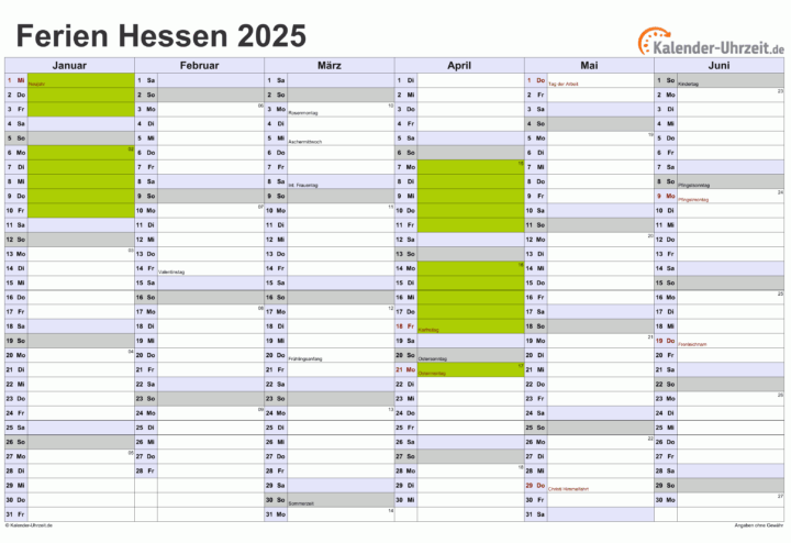 feiertage 2025 hessen kalender