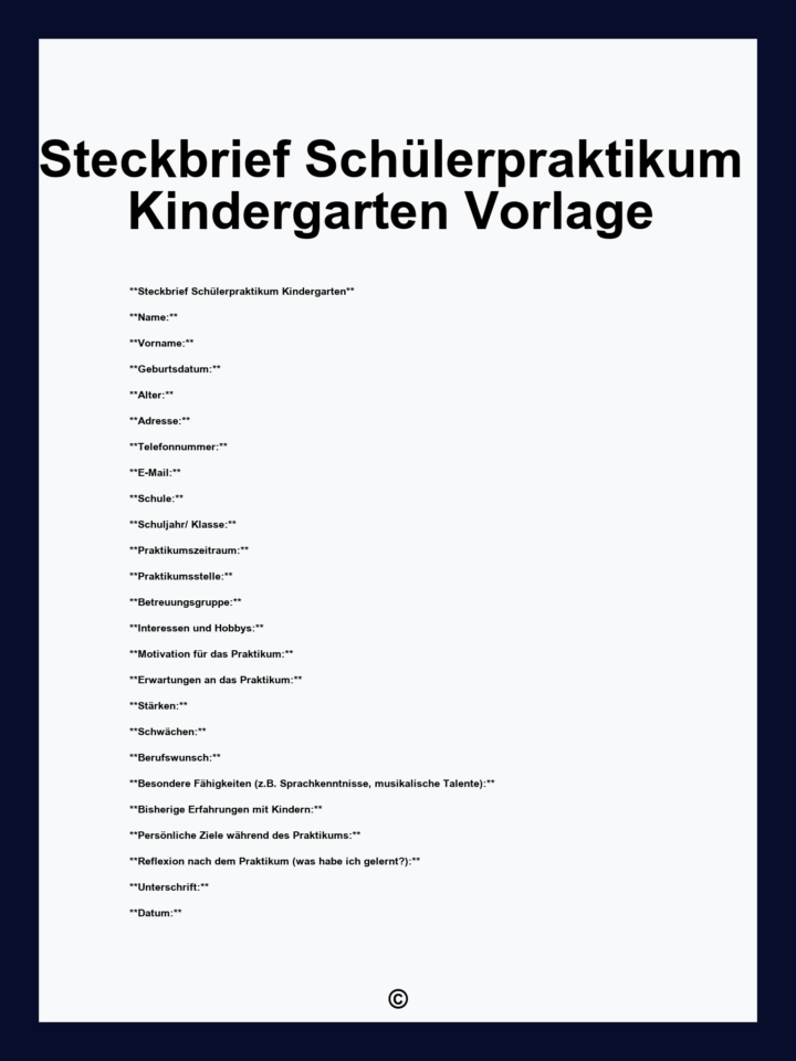 steckbrief kindergarten vorlage pdf