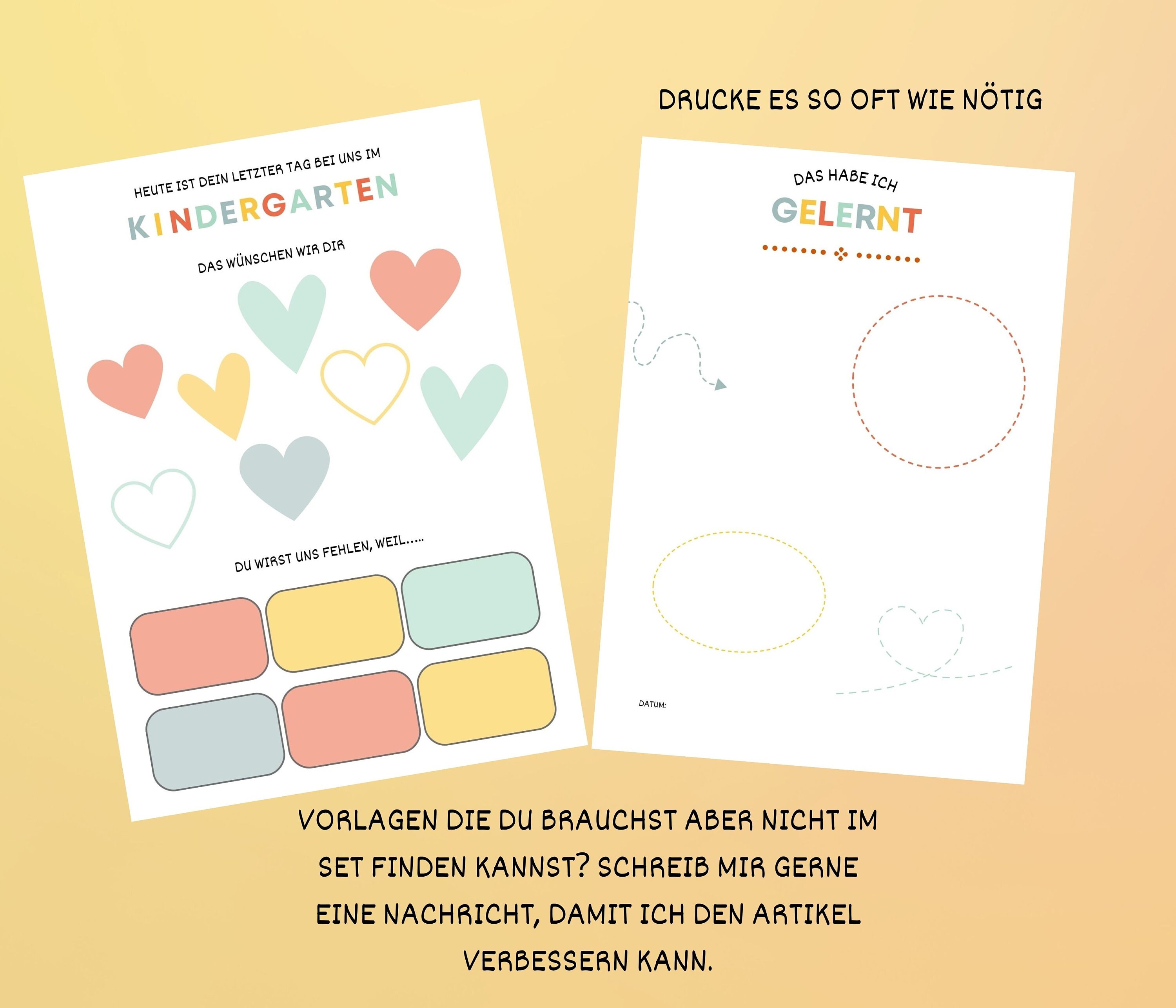  Kindergarten Portfolio Templates Starter Set PDF Printable Colorful Motiv 