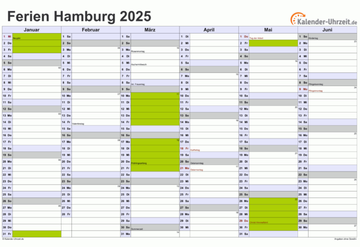 feiertage hamburg 2025 kalender