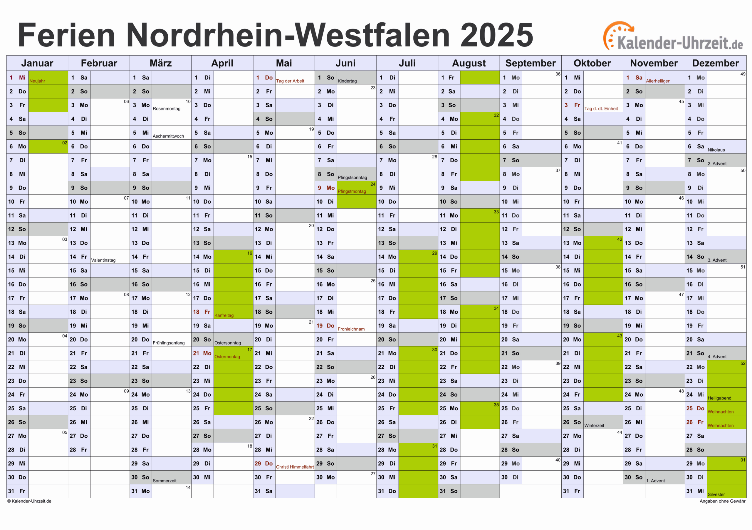 Kalender 2025 Nrw Zum Ausdrucken - Kalender 2025 Bildidee 