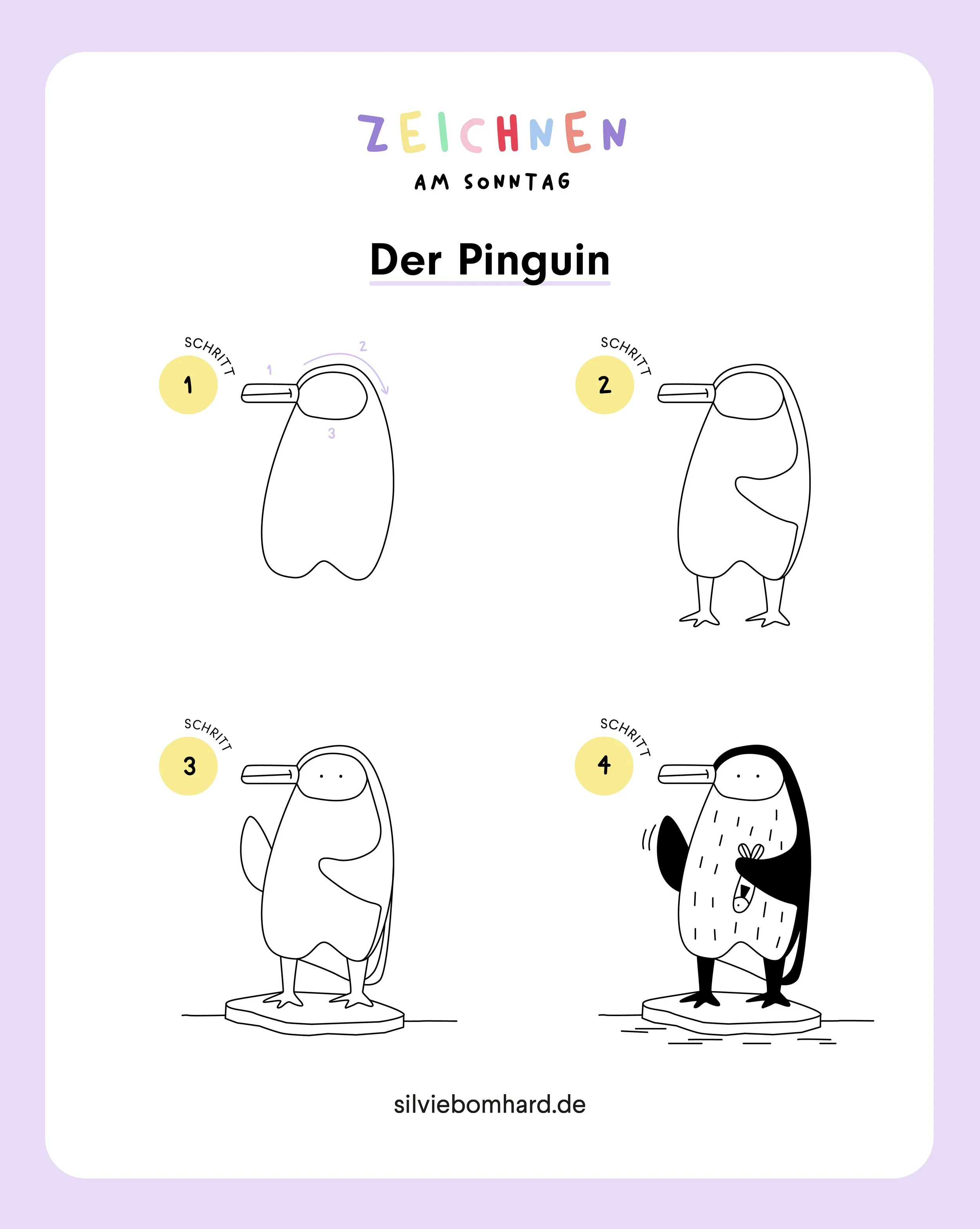  Einfachen Pinguin zeichnen in 4 Schritten – Anleitung perfekt für Illustration 