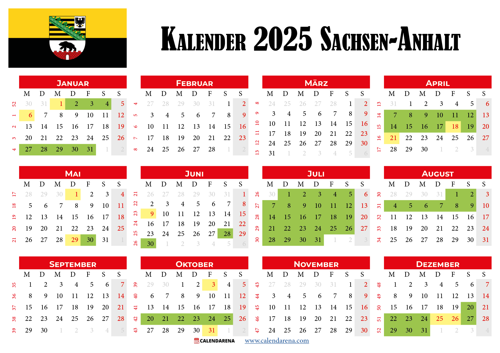  Kalender 2025 Sachsen-Anhalt: Planen Sie Ihren Urlaub im Voraus Bildidee 