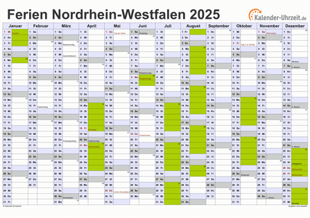  Ferien Nordrhein-Westfalen 2025 - Ferienkalender zum Ausdrucken Bildidee 