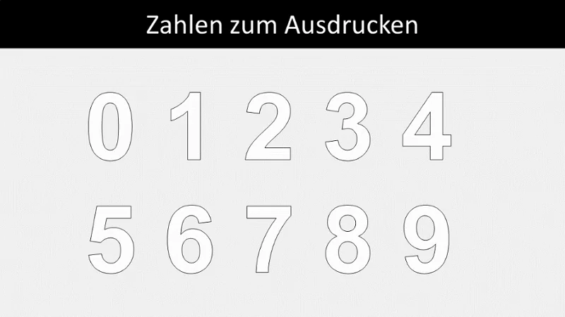  Zahlen zum Ausdrucken - kostenlose PDF-Vorlagen Motiv 