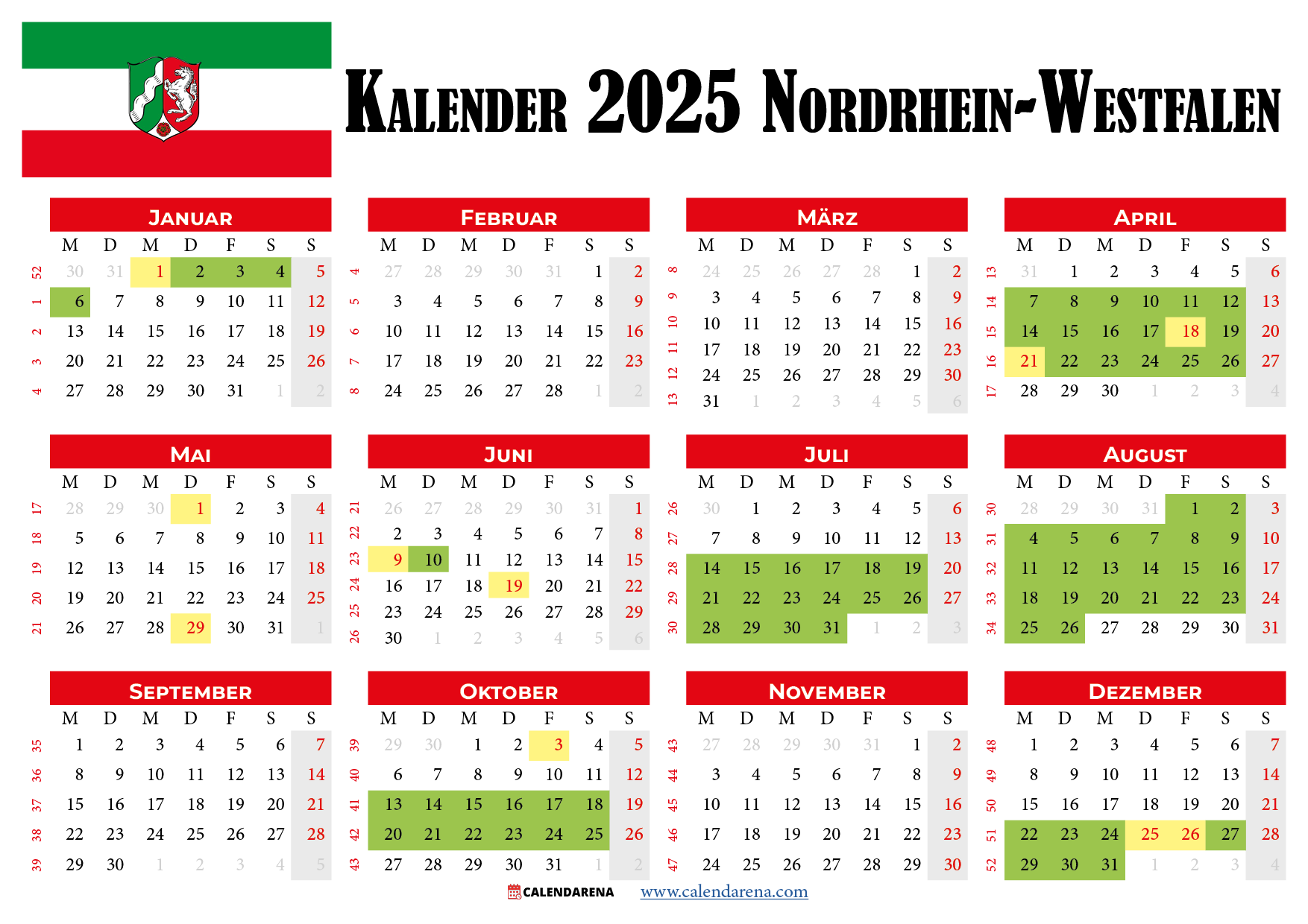  Kalender 2025 Nrw: Planen Sie Ihren Urlaub Im Voraus Bildidee 