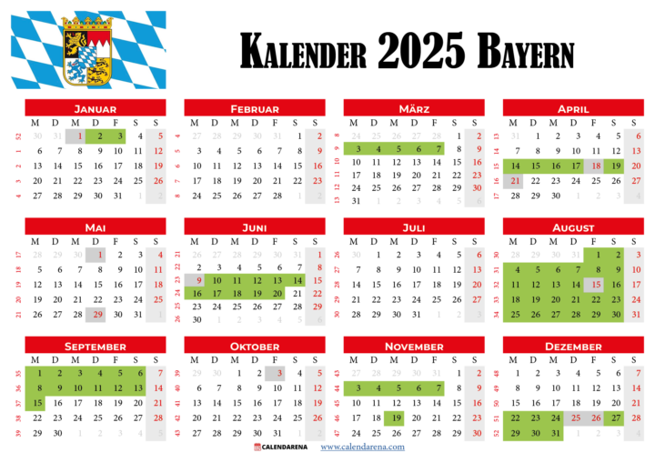 kalender 2025 bayern mit feiertagen und schulferien zum ausdrucken