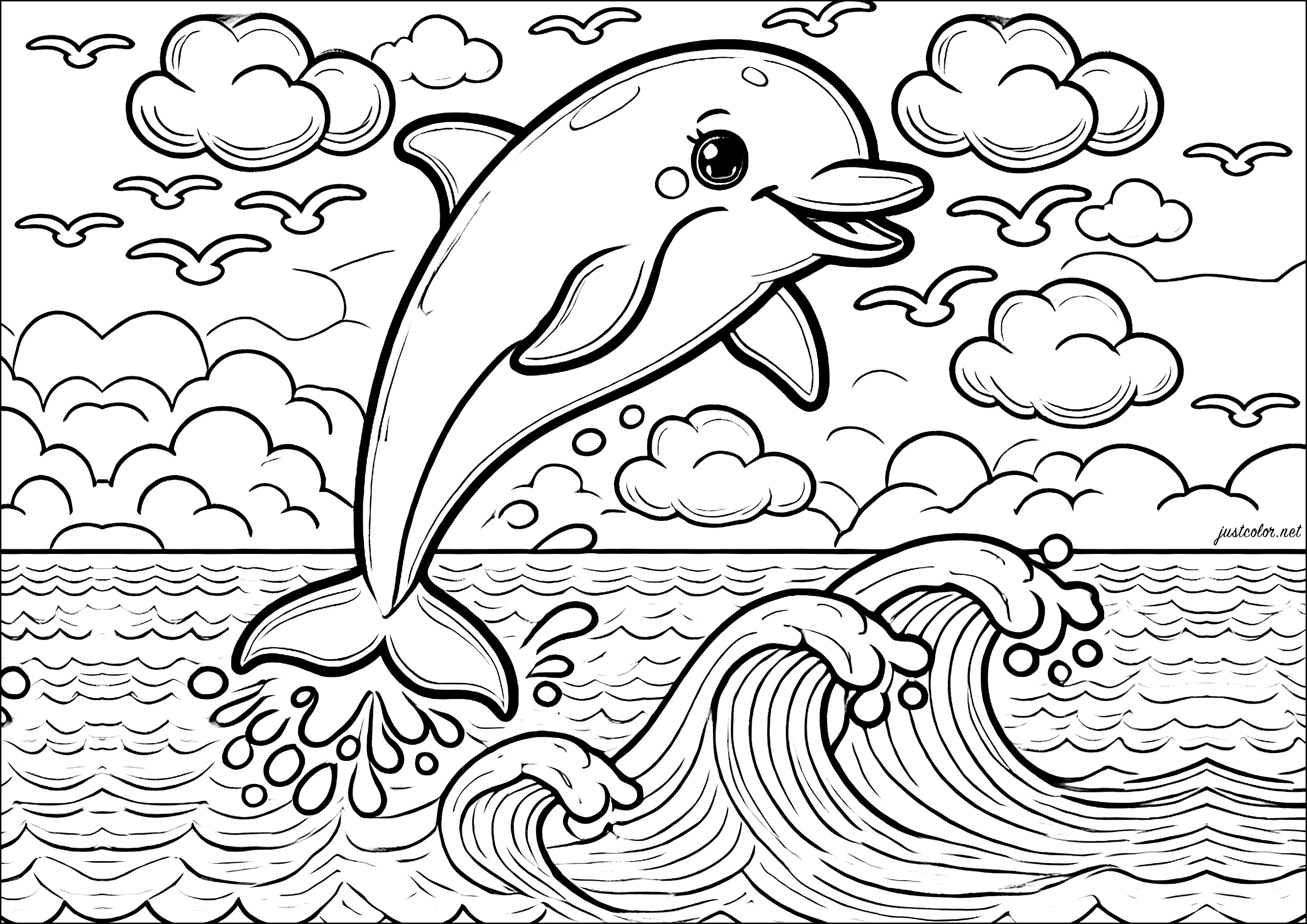  Lächelnder junger Delfin - Ausmalbilder von Delfine zum Ausmalen Bildidee 