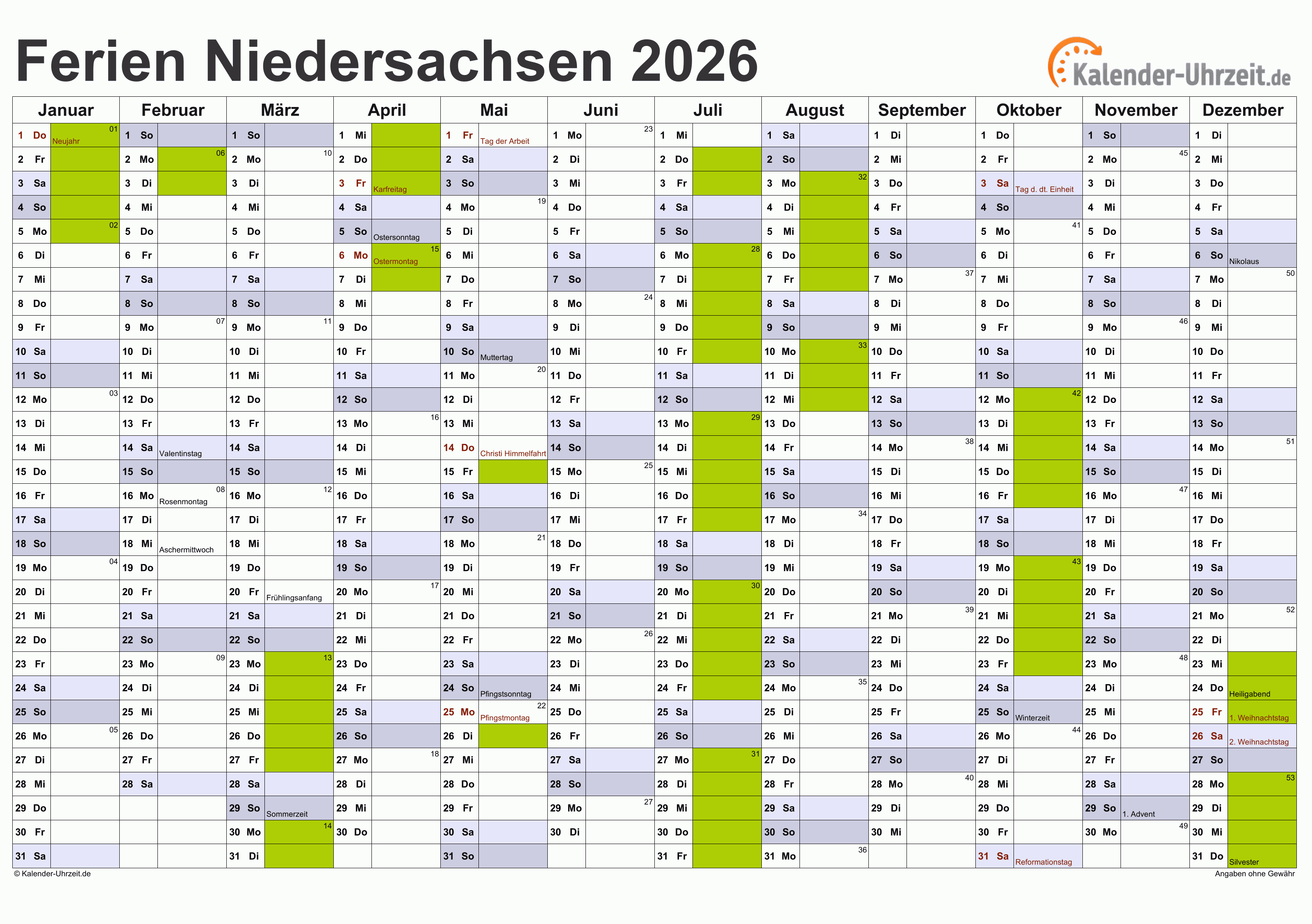  2025 Schulferien Niedersachsen 